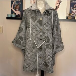 ODDY Olive Paisley-Trim Button Detail Jacket